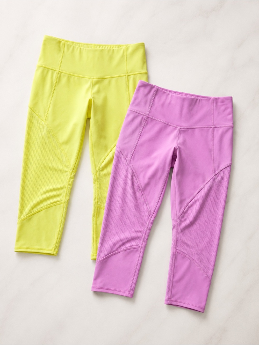 Athleta Women Crop Leggings Bundle 2 Pairs Yellow Lavender Mesh Panel S NWT